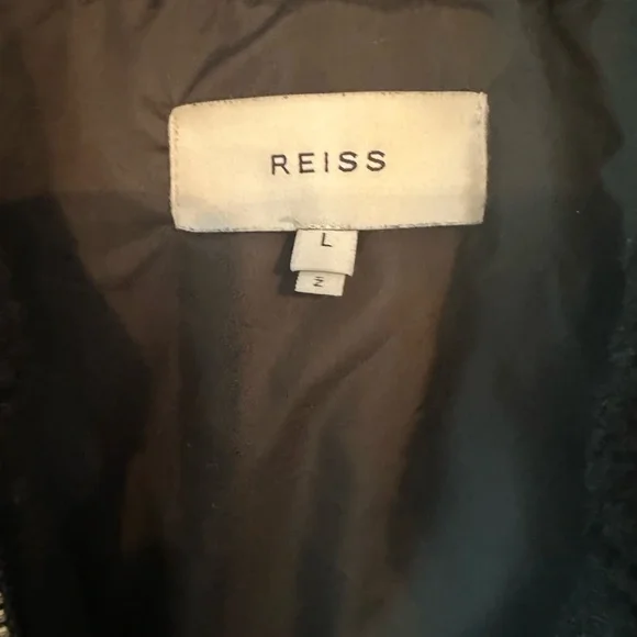 Reiss Black Leather-Trim Puffer Jacket - Picture 3 of 9